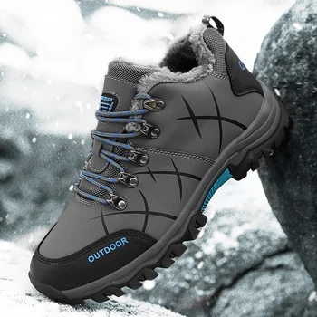  Yeni Sonbahar Kış yürüyüş ayakkabıları Yüksek top Yastıklama Yumuşak Elastik Taban Dantel-up Pamuk Sıcak Kalınlaşmış Açık erkek Spor Ayakkabı