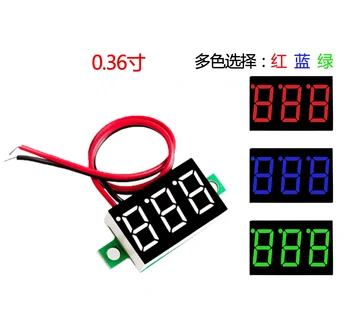  Mini 0.36 inç DC 0-32v 3 bit Dijital Kırmızı Yeşil mavi LED Ekran Paneli Gerilim Metre Voltmetre test cihazı