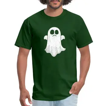  Üzgün hayalet Piktogram sevimli komik Cadılar Bayramı erkek tişört uzun kollu