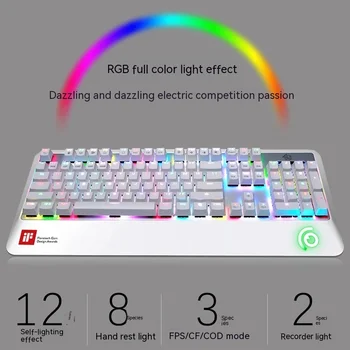  Kırmızı Renk CD502S Tam Renkli RGB Kızılötesi Lazer Prizma Eksen Mekanik Klavye Internet Cafe Klavye