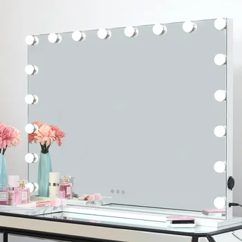  ıCREAT Büyük Işıklı Ayna, Işıklı Makyaj Aynası Makyaj Aynası, 18 LED Ampul,