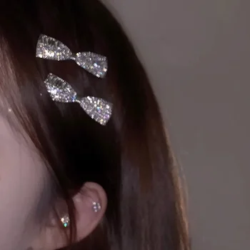  Moda Parlak Zirkon Yay saç tokası Headdress Kore Tatlı y2k Kızlar Zarif Prenses Saç Tokası Kadın saç aksesuarları Toptan
