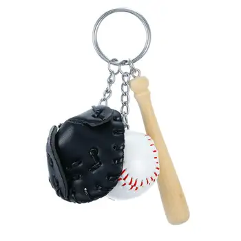  Mini Beyzbol Anahtarlıklar Beyzbol Partisi İyilik beyzbol sopası Eldiven Seti Kolye Ahşap Anahtar Anahtarlık Sırt Çantası Kolye Araba Anahtarı