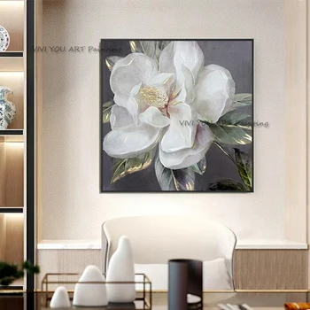  2023 El Yapımı Soyut Gül Yağlıboya Modern Sundurma Orijinal Beyaz Duvar Resmi Resim Çiçek Odası Dekor Flora Duvar Dekorasyonu
