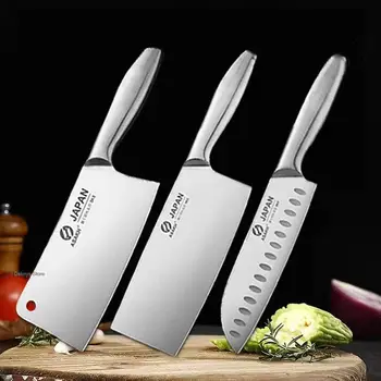  Japon Mutfak şef bıçağı Et Balık Dilimleme Sebze Kesici Paslanmaz Çelik Cleaver Bıçak Kasap Doğrama Mutfak Bıçakları