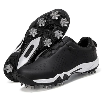  Erkek Kadın Golf ayakkabıları Deri Açık Bahar Sonbahar Bayanlar Moda Yürüyüş Sneakers Siyah Beyaz Adam Profesyonel Golf ayakkabıları