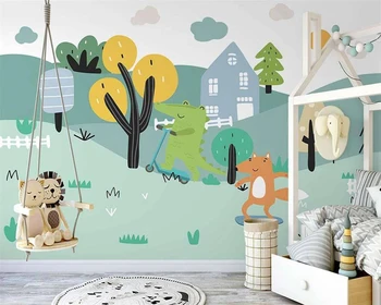  beibehang Özel modern iskandinav el-boyalı orman hayvanları sevimli çocuk odası arka plan duvar kağıdı duvar kağıtları ev dekor