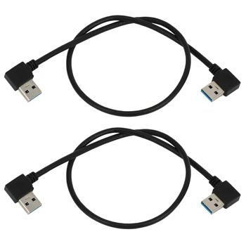  NEW-2X USB 3.0 Tip A Erkek 90 Derece Sol Açılı Sağ Açılı Uzatma Kablosu Düz Bağlantı 0.5 M 1.5 FT