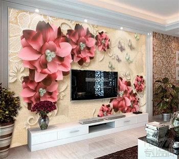  Özel duvar kağıdı retro takı çiçekler oturma odası TV zemin kabartma gül 3d duvar kağıdı ev dekorasyon papel de parede