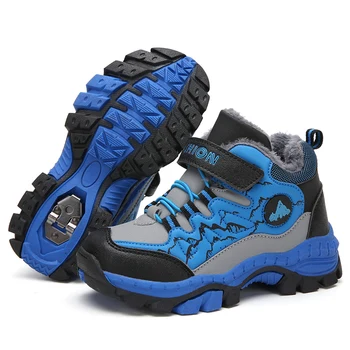  Erkek Kış Ayakkabı Çocuk yürüyüş ayakkabıları Kauçuk kaymaz Taban Peluş Sıcak Tutmak Açık Botlar Çocuk Kız Sneakers Ayakkabı