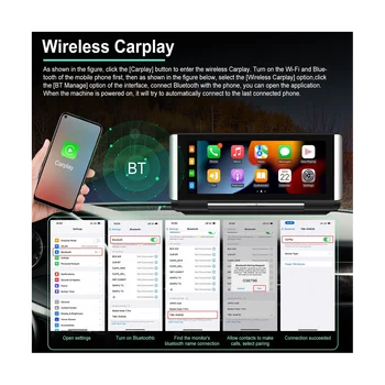 Taşınabilir 6.86 İnç Katlanır Ekran Araba Radyo Kablosuz Carplay Android Otomatik MP5 Çalar Araba Stereo Bluetooth FM AUX