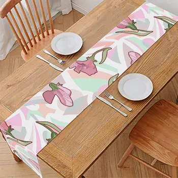 Ev Dekorasyon Masa Örtüsü Masa Renkli Hayvan Dokular Güzel Çiçekler Masa Koşucular yemek masası Polyester