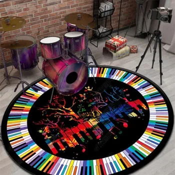  moda müzik halı renkli müzik piyano tuşları halı oturma odası çocuk odası daire sandalye yuvarlak zemin mat kilim çocuk odası için