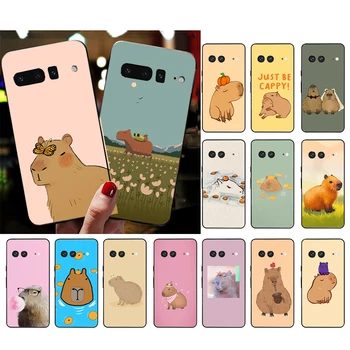  Karikatür Kapibara telefon kılıfı için Google Piksel 8 7 Pro 7a 6A 6 Pro 5A 4A 3A Piksel 4 XL Piksel 5 6 4 3 3A XL
