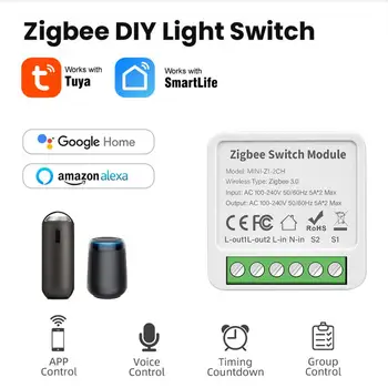  Tuya ZigBee / WİFİ Mini akıllı anahtar 1/2/3/4 Gang Ses APP Uzaktan Kumanda Zigbee3.0 anahtar modülü Amazon Alexa Ve Google İle
