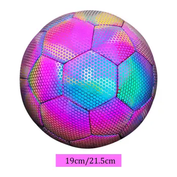  Futbol Topu Yansıtıcı Holografik Aydınlık Futbol Dayanıklı PU Spor Topu Çocuklar Yetişkinler için Kız Erkek Çocuk Gençler Rekreasyon