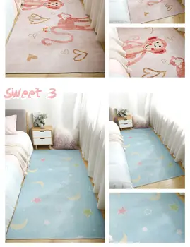  GY0015 INS tarzı kız yatak odası başucu halı, örgü kırmızı, aynı stil zemin mat, kız odası, ev, hiçbir yıkama