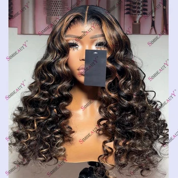  Insan saçı Değnek Bukleler Vurgulamak derin gölgeli brezilyalı saçı 13X6 Dantel ön peruk Siyah Kadınlar için Derin Dalga Orta Kısmı Remy Saç peruk