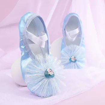  Yeni Kızlar bale ayakkabıları Yumuşak Taban Çocuk Bale Dans Terlik Prenses Saten Kedi Pençe Ayakkabı Dans Ayakkabıları Çocuklar için
